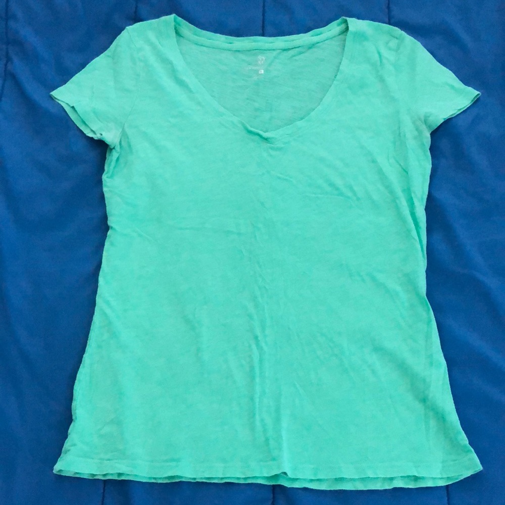 Green V Neck Tee